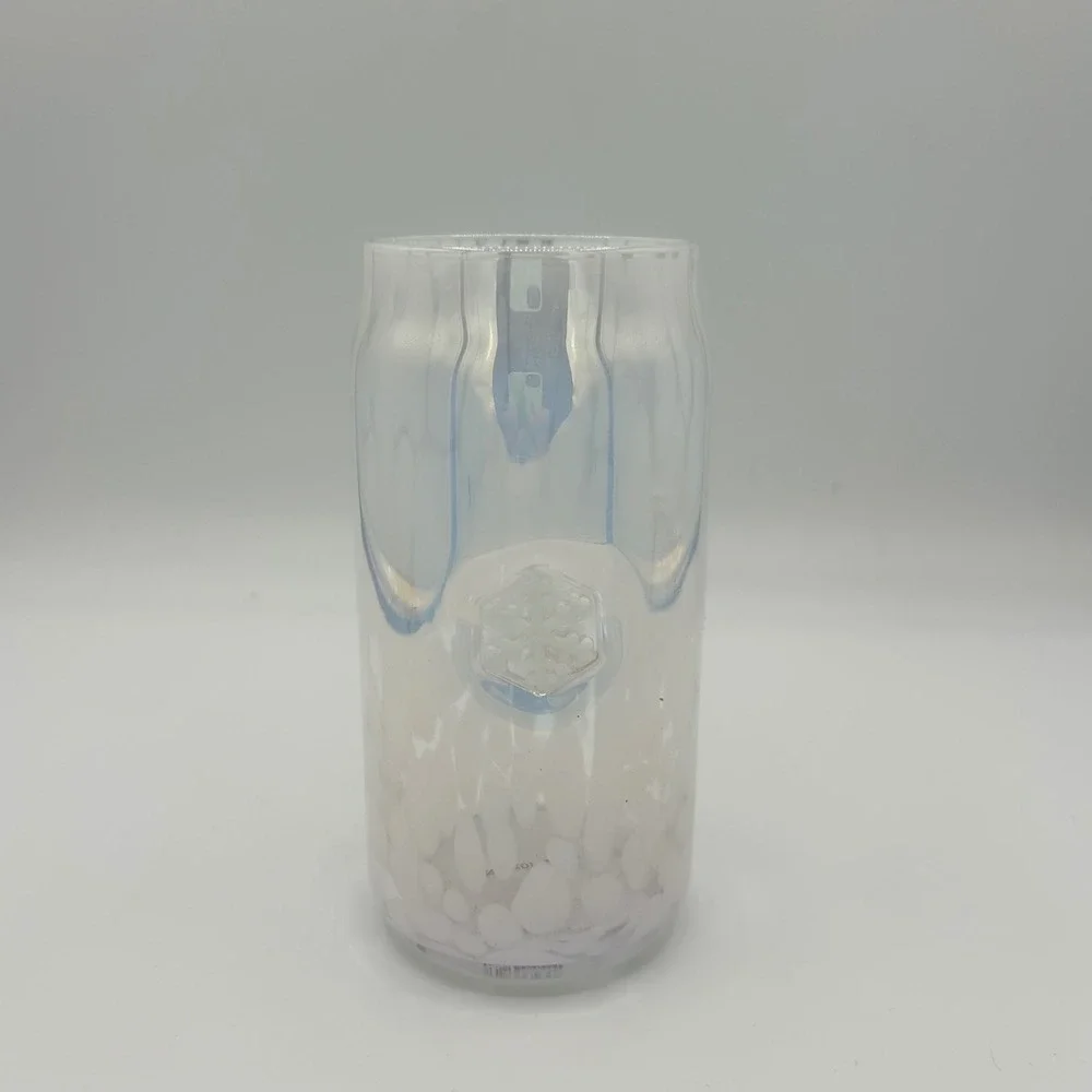 Anthropologie Festive Confetti Icon Juice Glass Tumbler Snowflake Iridescent